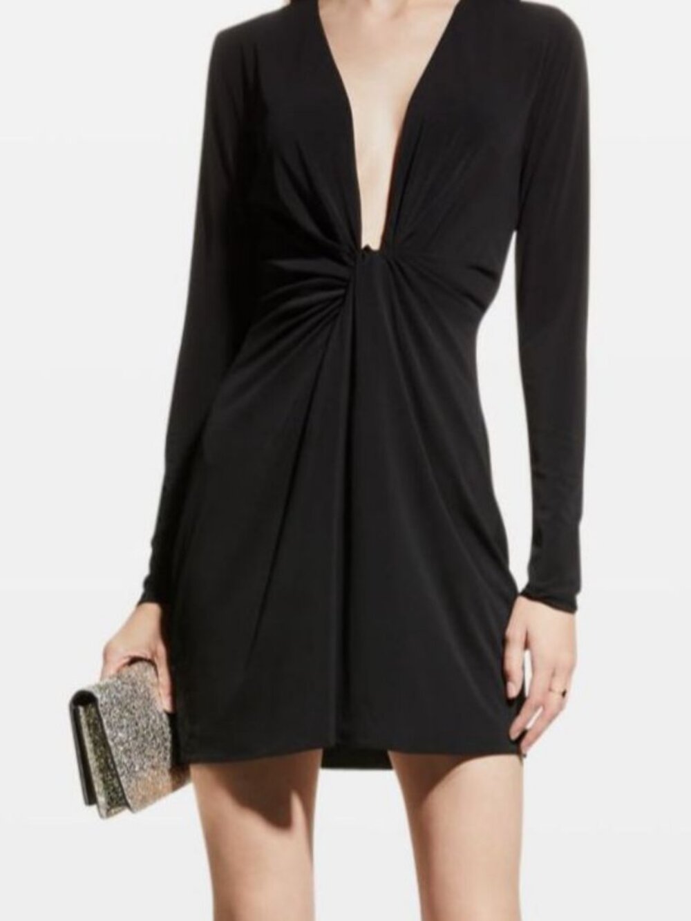 Halston Women's Black Jaycee Jersey Twist Mini Dress Size 10
